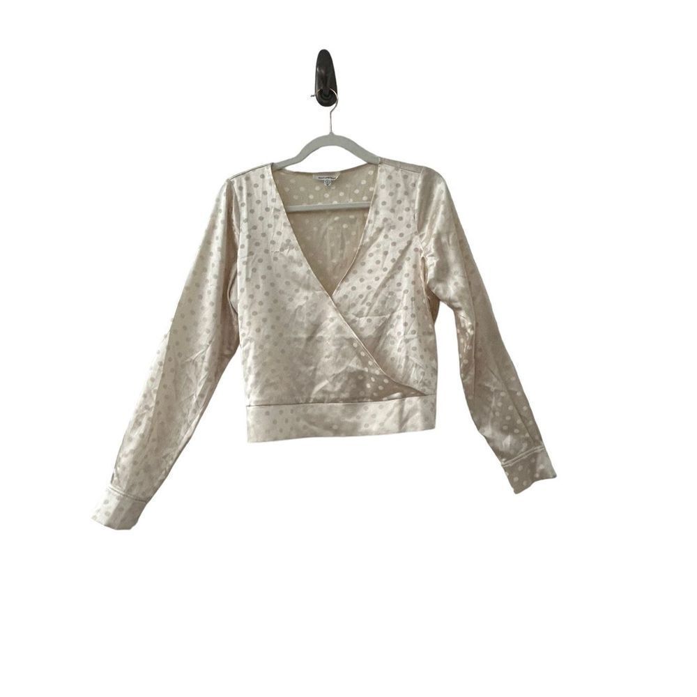 Good American Long Sleeve The Tempest Dotted Blouse Ivory Women’s Size Medium